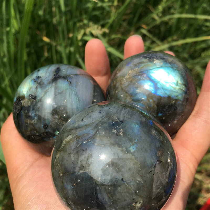 40mm Natural Multicolor Labradorite Ball Quartz Crystal Sphere Reiki Healing