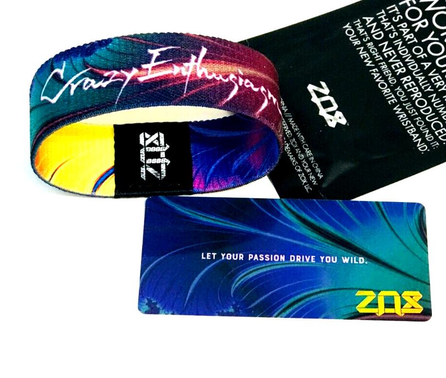 ZOX **CRAZY ENTHUSIASM** Silver Strap Small Wristband w/Card New Mystery Pack