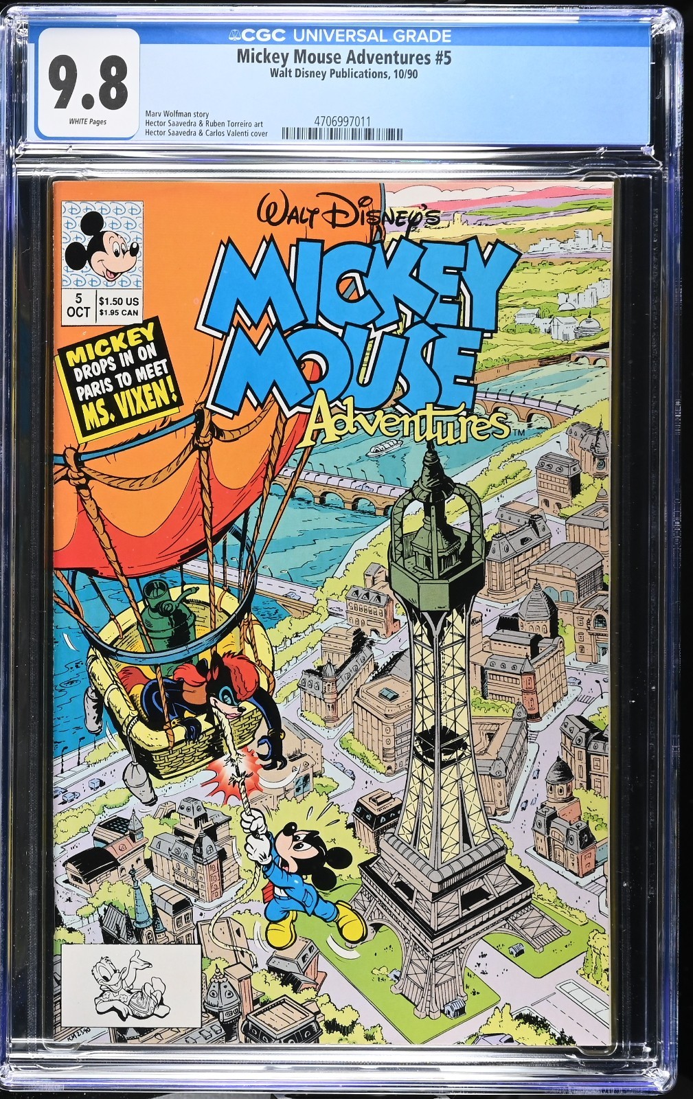 MICKEY MOUSE ADVENTURES #5 CGC 9.8 in Paris (1990 Only 1 in census | Walt Disney