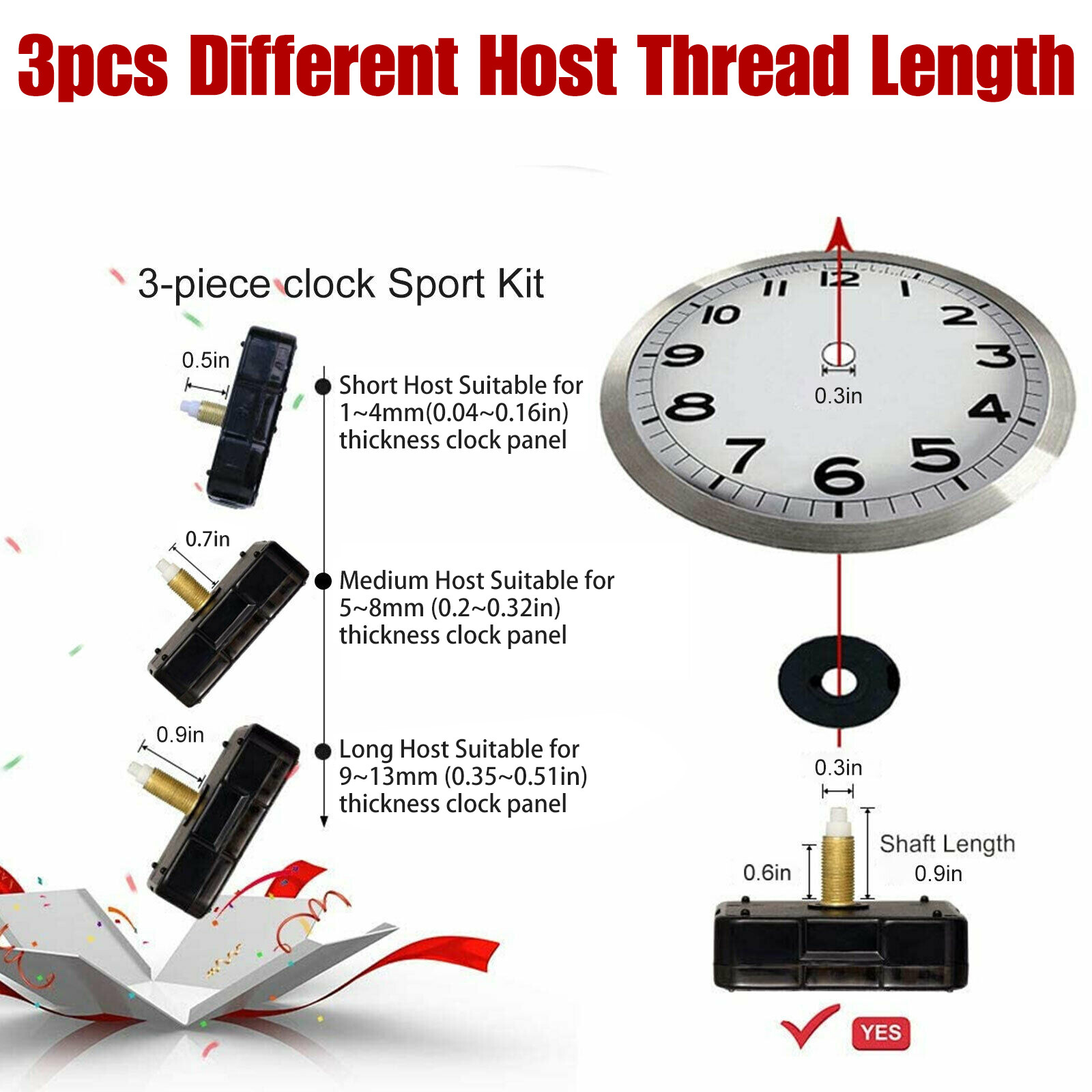 6PCS DIY Wall Quartz Clock Movement Mechanism Replacement Repair Tool Parts Kit