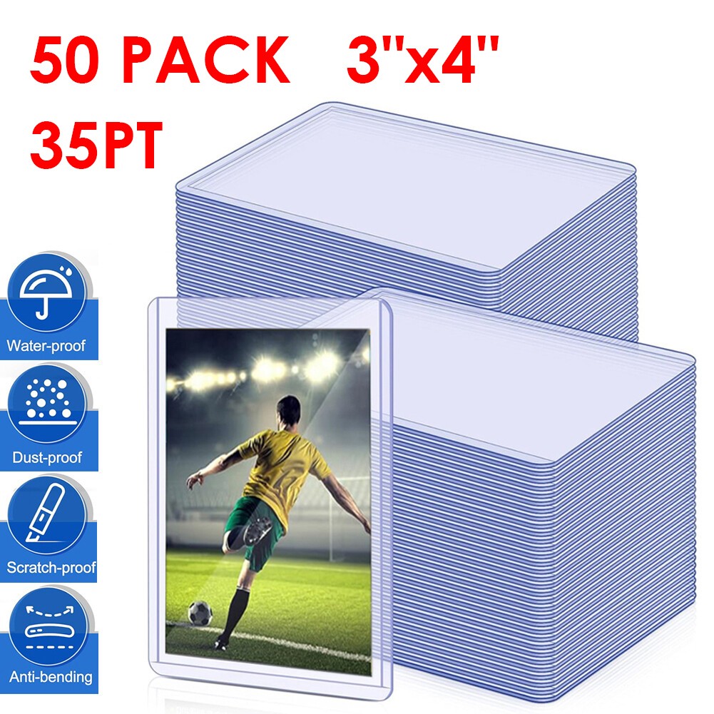50Pack Topload Card Holder 35PT 3″x4″ Hard Plastic Card Sleeves Trading Cards