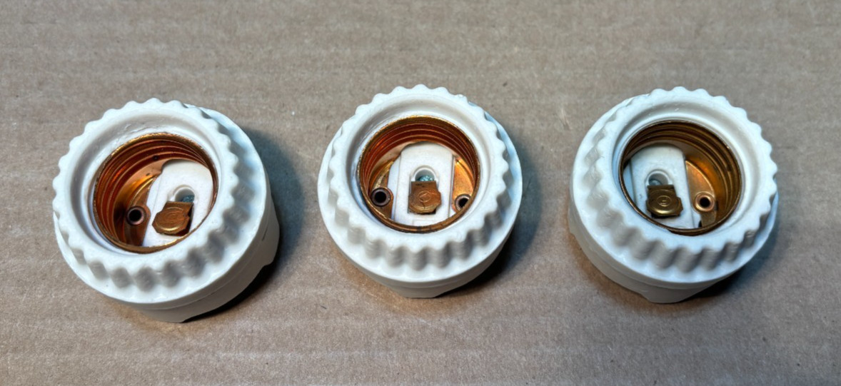 Light Socket E26 Medium Base Ceramic Ring Three Lot Set Vtg Part #N48