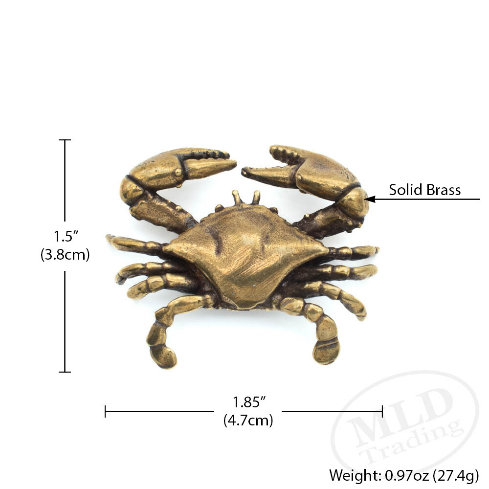 Mini Solid Brass Crab Figurine 1.85″ – Nautical Decor, Coastal Beach Accent