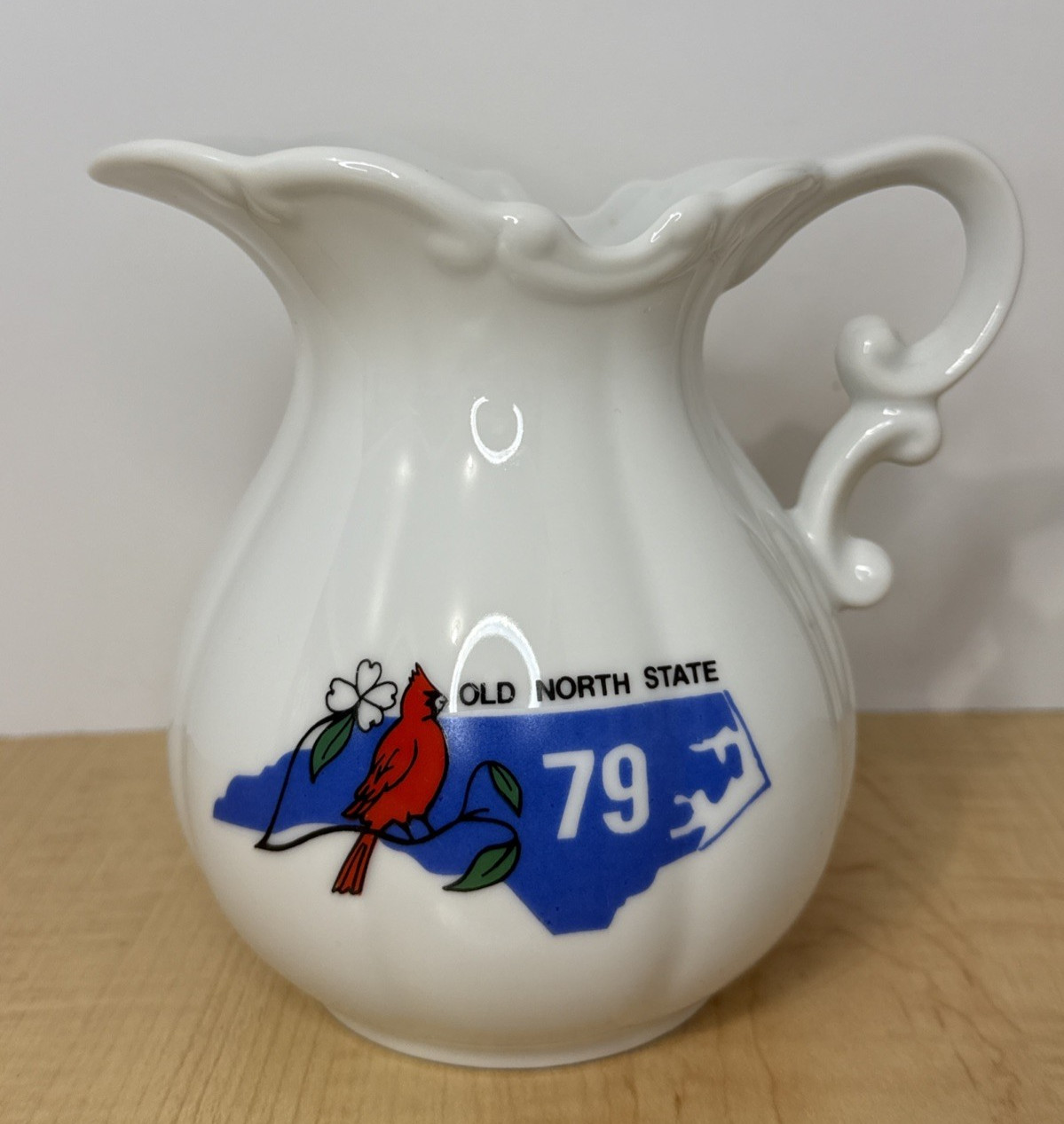 Vintage Old North State Ceramic Pitcher North Carolina Cardinal Decor