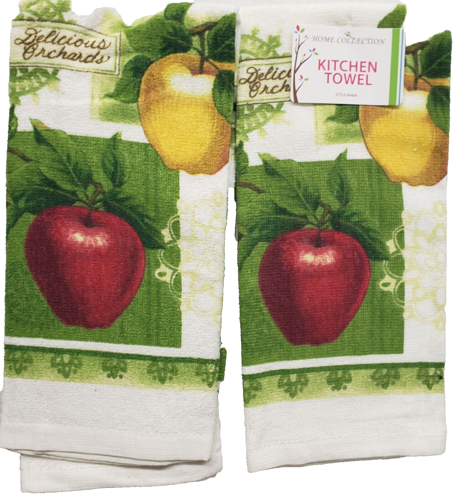 Set of 2 Same Kitchen Towels(15″x25″)RED & YELLOW APPLES,DELICIOUS ORHARDS #2,AM