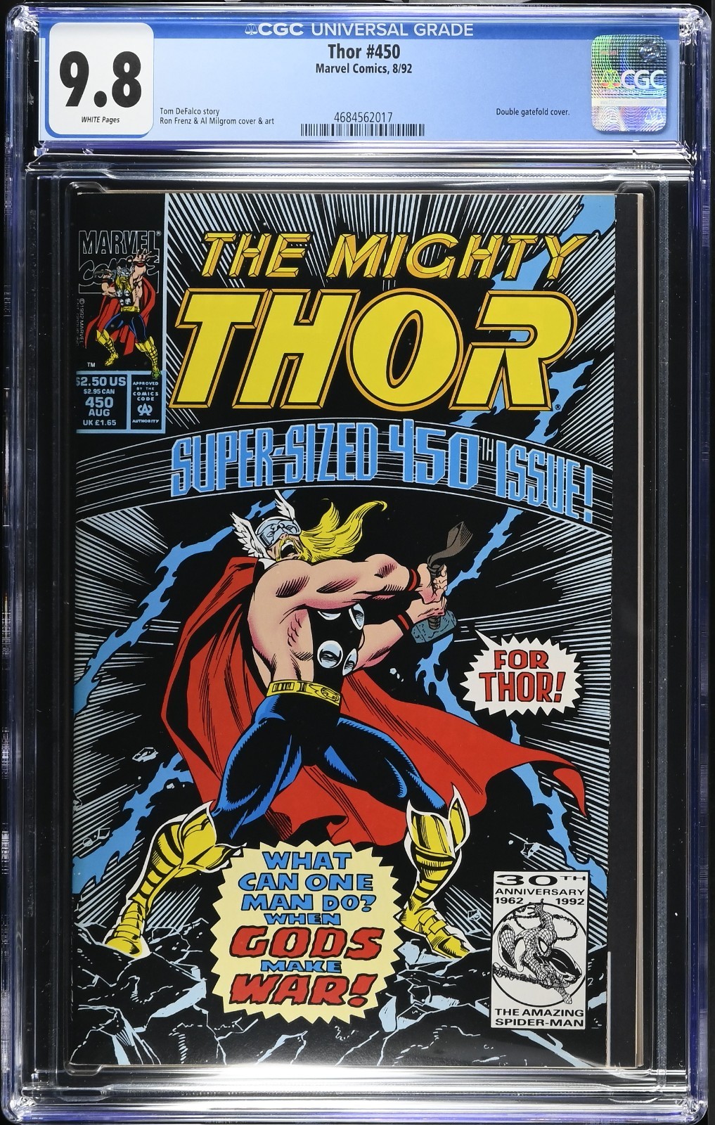 Mighty Thor #450 CGC 9.8 NM/Mint White Marvel Comics 1st Bloodaxe Gatefold Cover