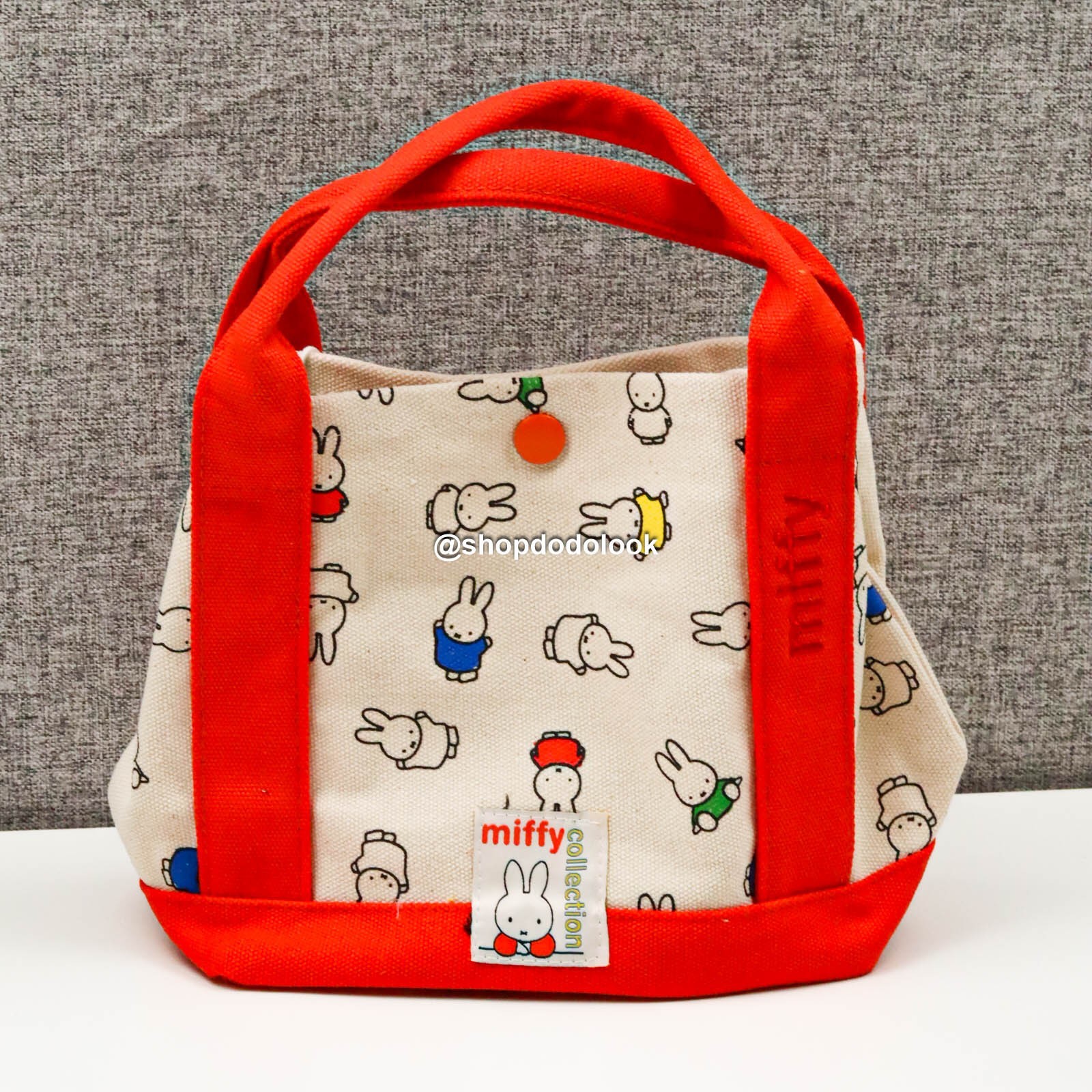 Miffy Collection Canvas Mini Tote Bag Yellow Red All-over Print Lunch Bag