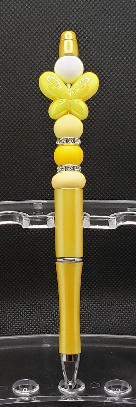 Yellow Butterfly Beaded Pen – Handmade w/Silicone & Acrylic – (B2G1 FREE!)