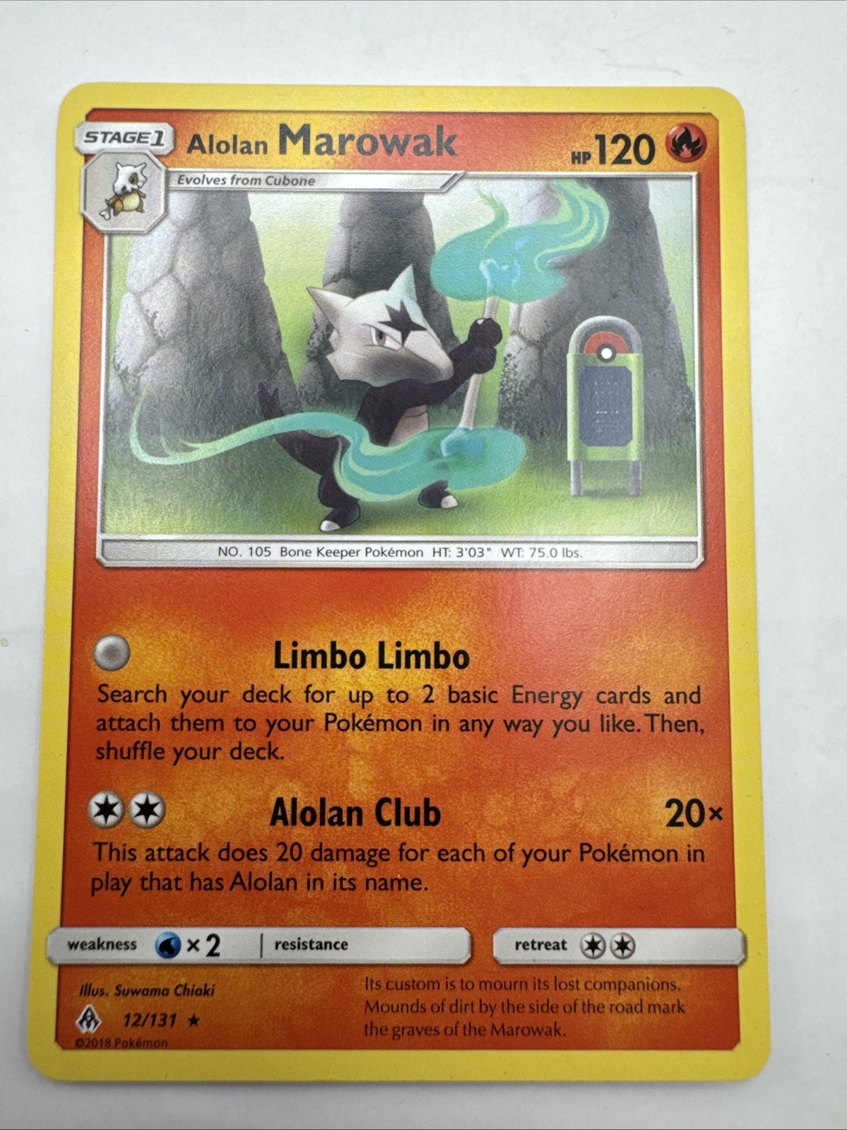 Alolan Marowak 12/131 Rare Forbidden Light Pokemon Near Mint