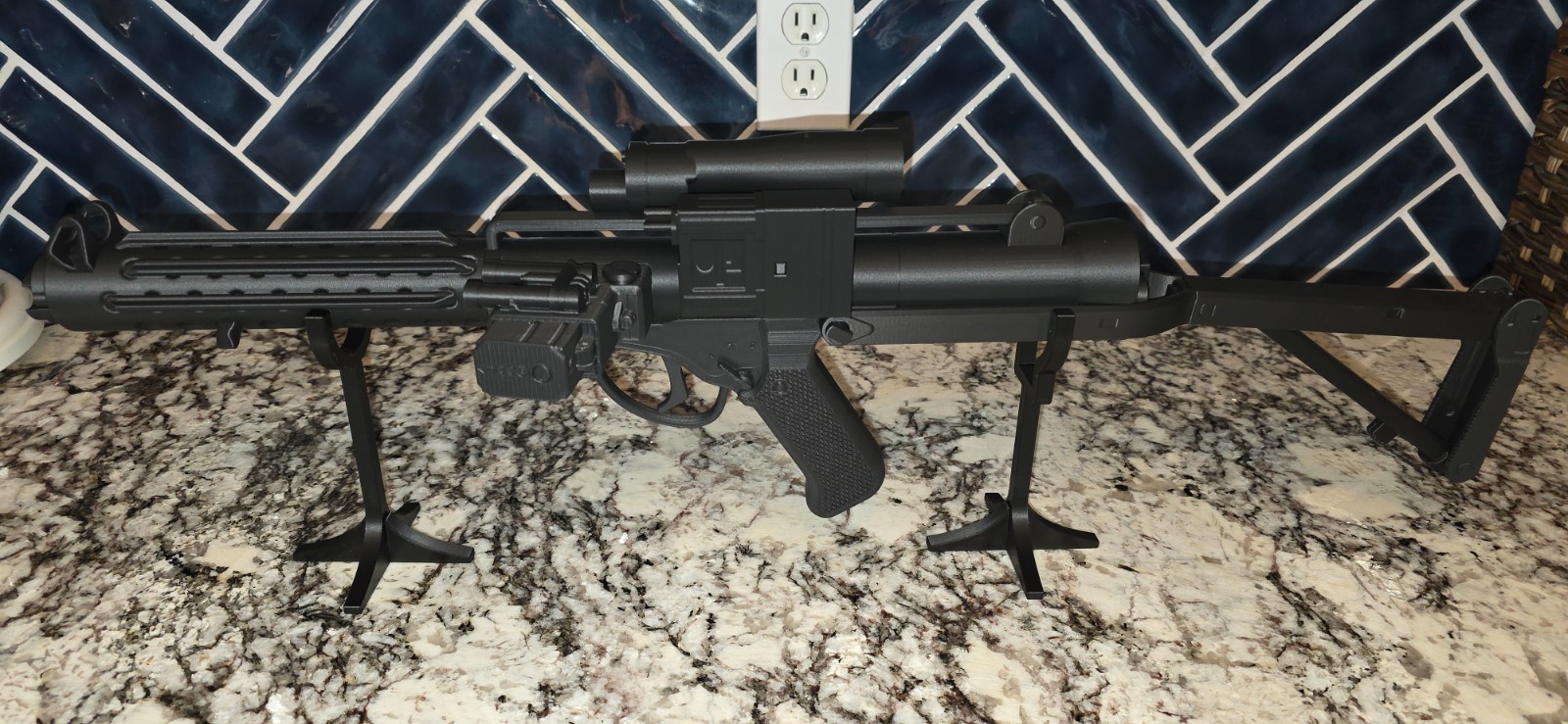 27″ BLACK Stormtrooper E-11 Blaster Rifle with Fold Out Stock | 3D Printed