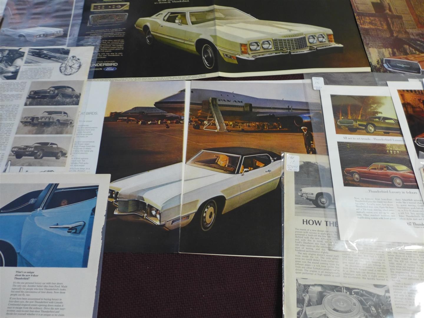 Lot of 40 Vintage/Original 1967-1973 FORD THUNDERBIRD Magazine Car Ads/Articles