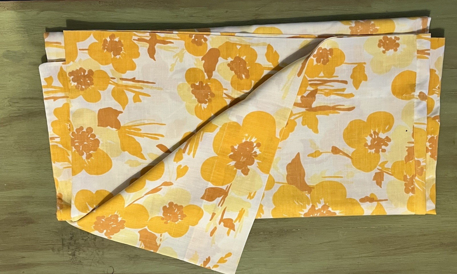 Retro Mod Vintage Yellow Floral King Pillowcases Set of 2