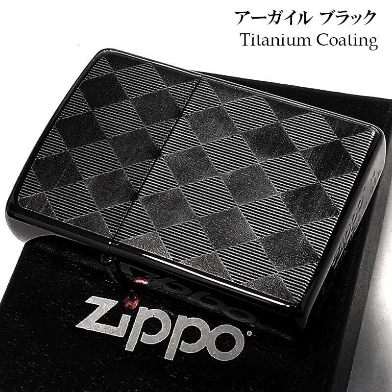 Zippo Oil Lighter Argyle Titanium Coating Series Black Brass Regular Case Japan