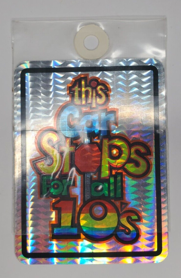 Vintage 1970s This Car Stops For All 10s Prism Decal Sticker NM sealed