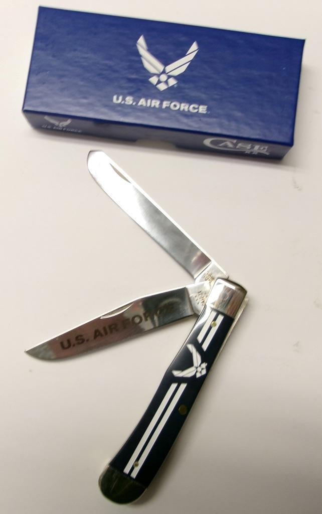 Case XX 32413 U.S. Air Force Embellished Smooth Blue Trapper Folding Knife NEW!