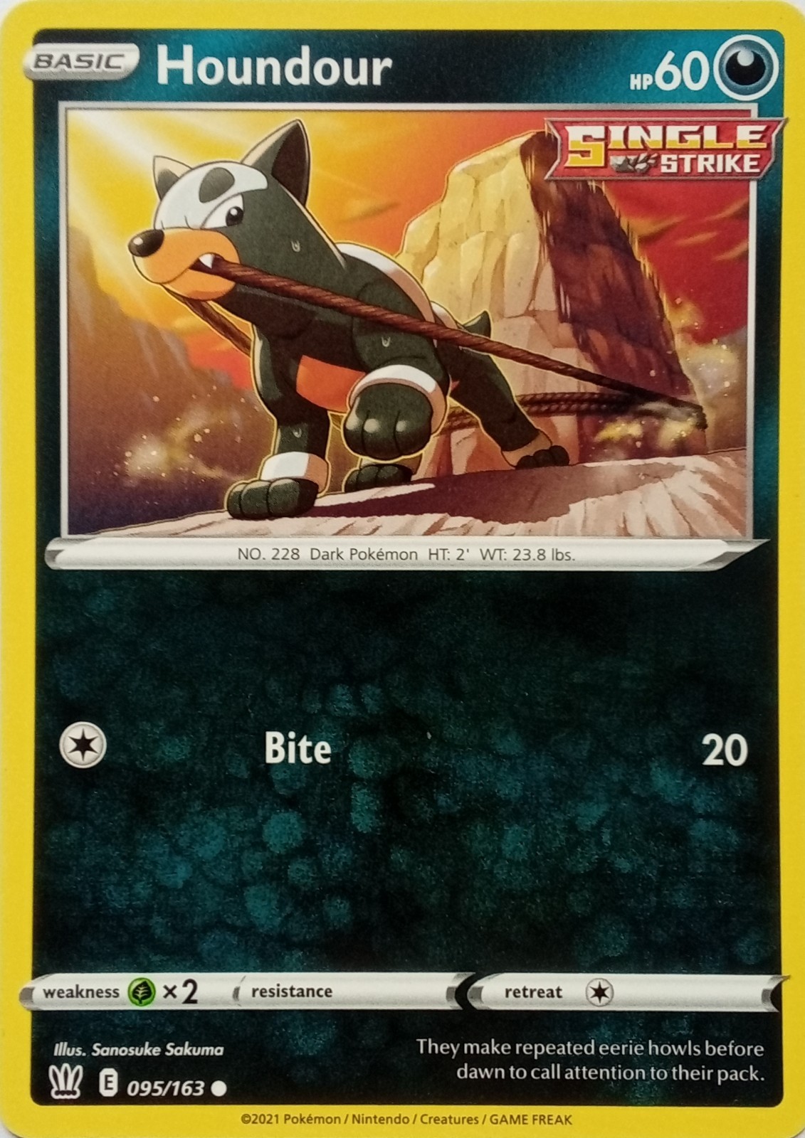095/163 HOUNDOUR | COMMON | BATTLE STYLES POKEMON CARD