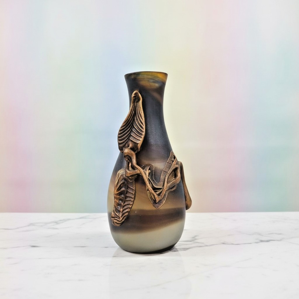 Vasile Tubi Vadan Romanian Art Vase Electroform CopperAccent Satin Finish Signed