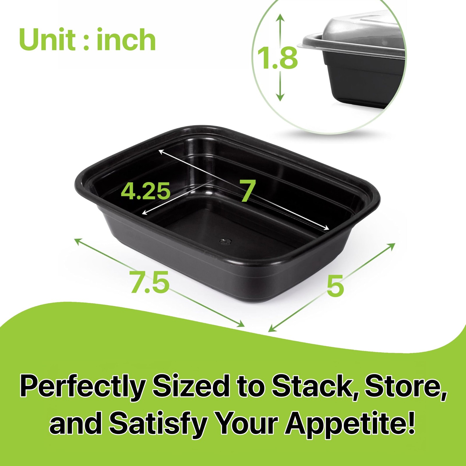 Pokanic Meal Prep Containers [10 Set] x [16 oz] with Lids, 1 16 oz, 10 Set