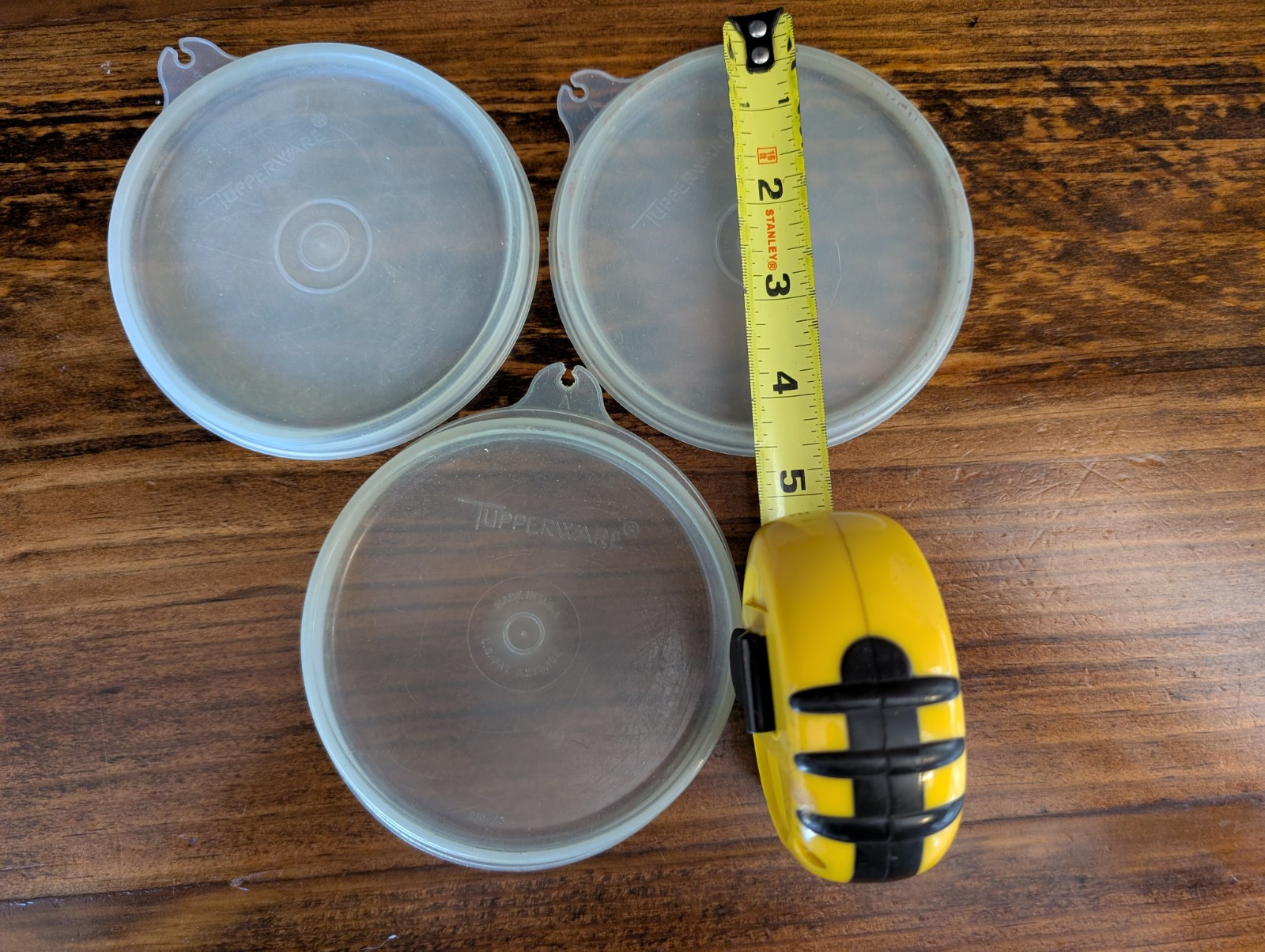 Lot Of 3 Used Tupperware lids 4.5in (215-25 215-49 215-48) Vintage