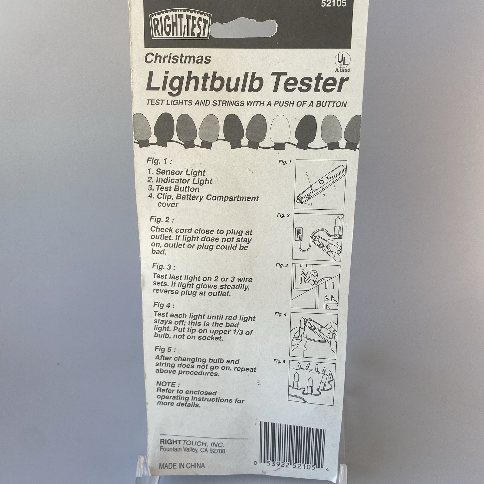 Right Test Christmas Lightbulb Tester, Checks any size Lightbulb, Vintage New