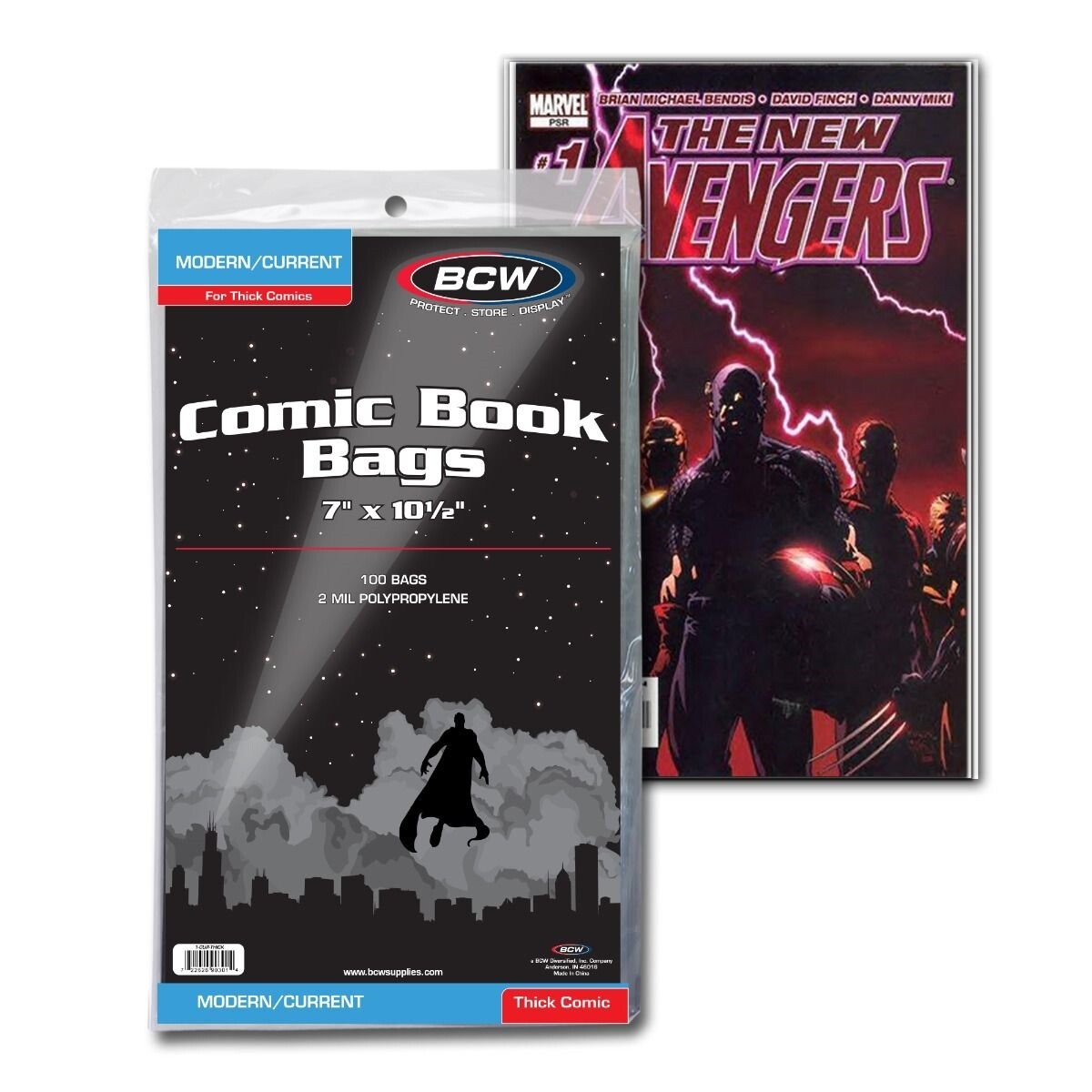 100 BCW Modern Current Thick Comic Book Poly Bags Protectors Safe Storage Sleeve