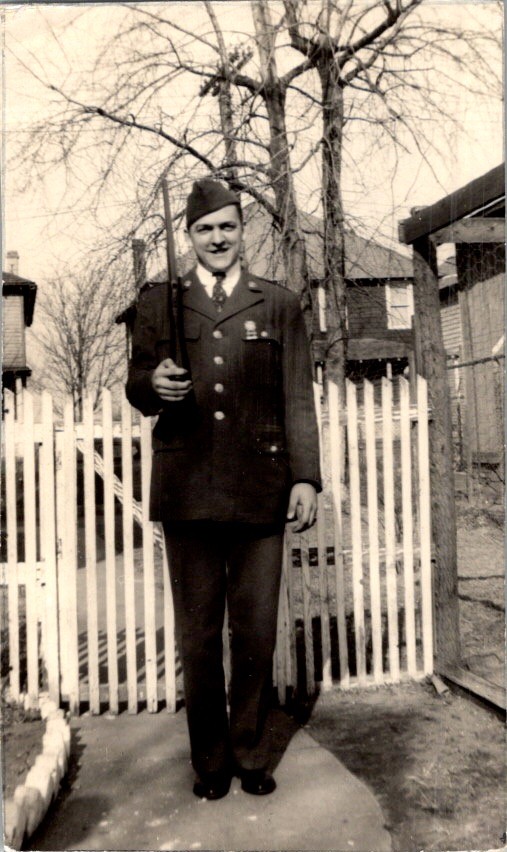 WWII Albert Alloway 1943 Silver Gelatin Service Coat Rifle Garrison Cap Photo