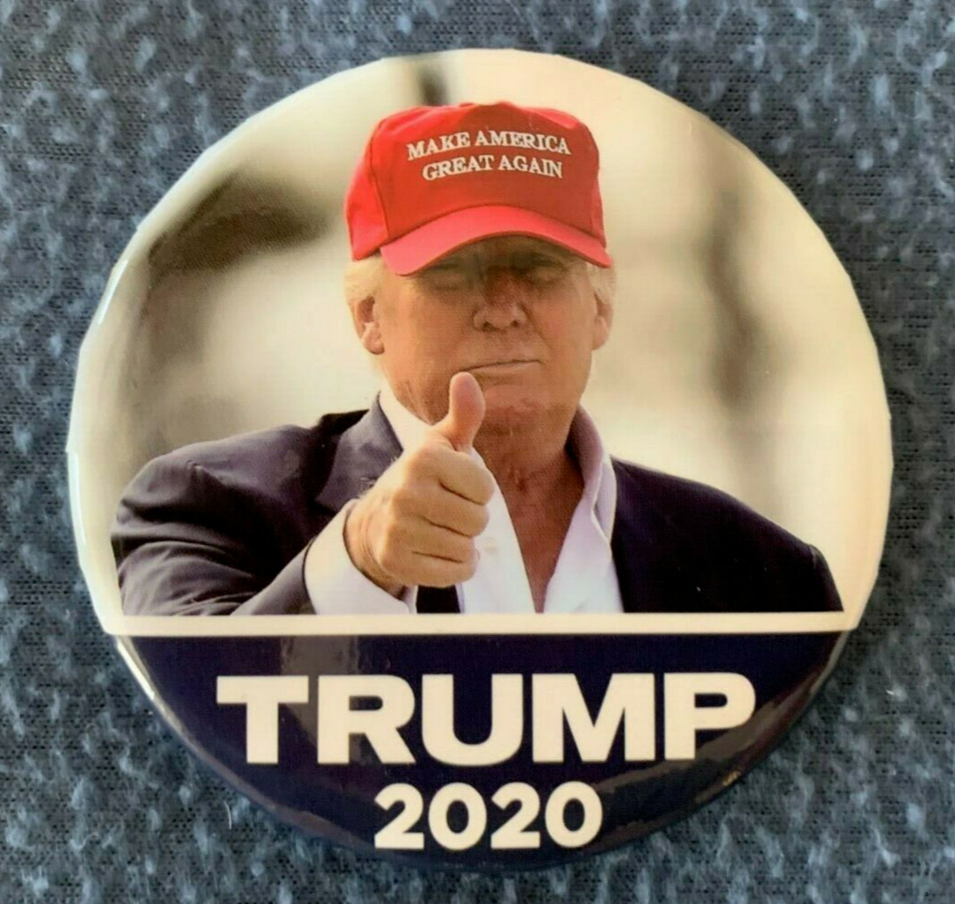 2020 DONALD TRUMP (OFFICIAL) MAKE AMERICA GREAT AGAIN (RARE) 3″ PIN BACK BUTTON