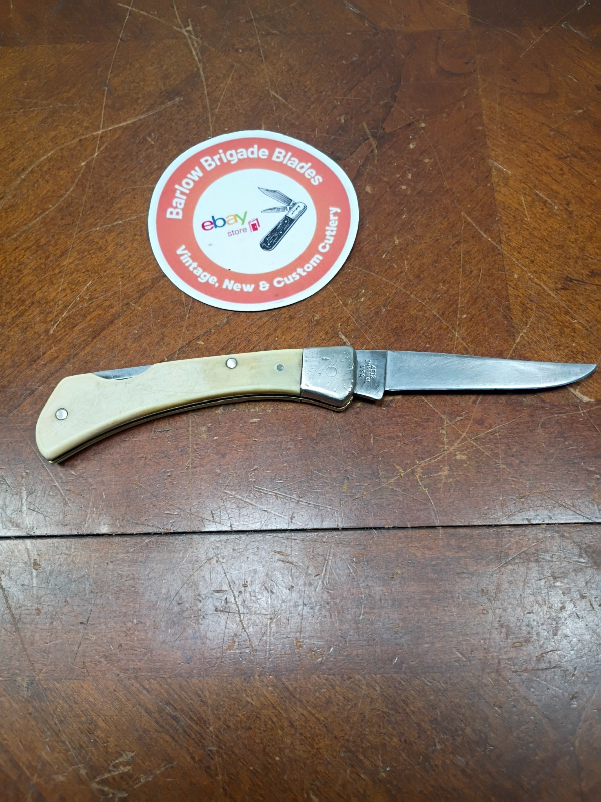 Vintage Frontier Lock Back Imperial Model 4512 Ivory Knife Made In USA