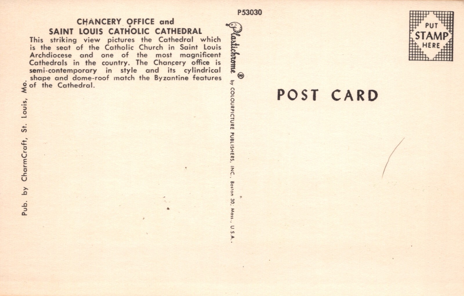 Chancery Office & St. Louis Catholic Cathedral Missouri Chrome Vintage Post Card