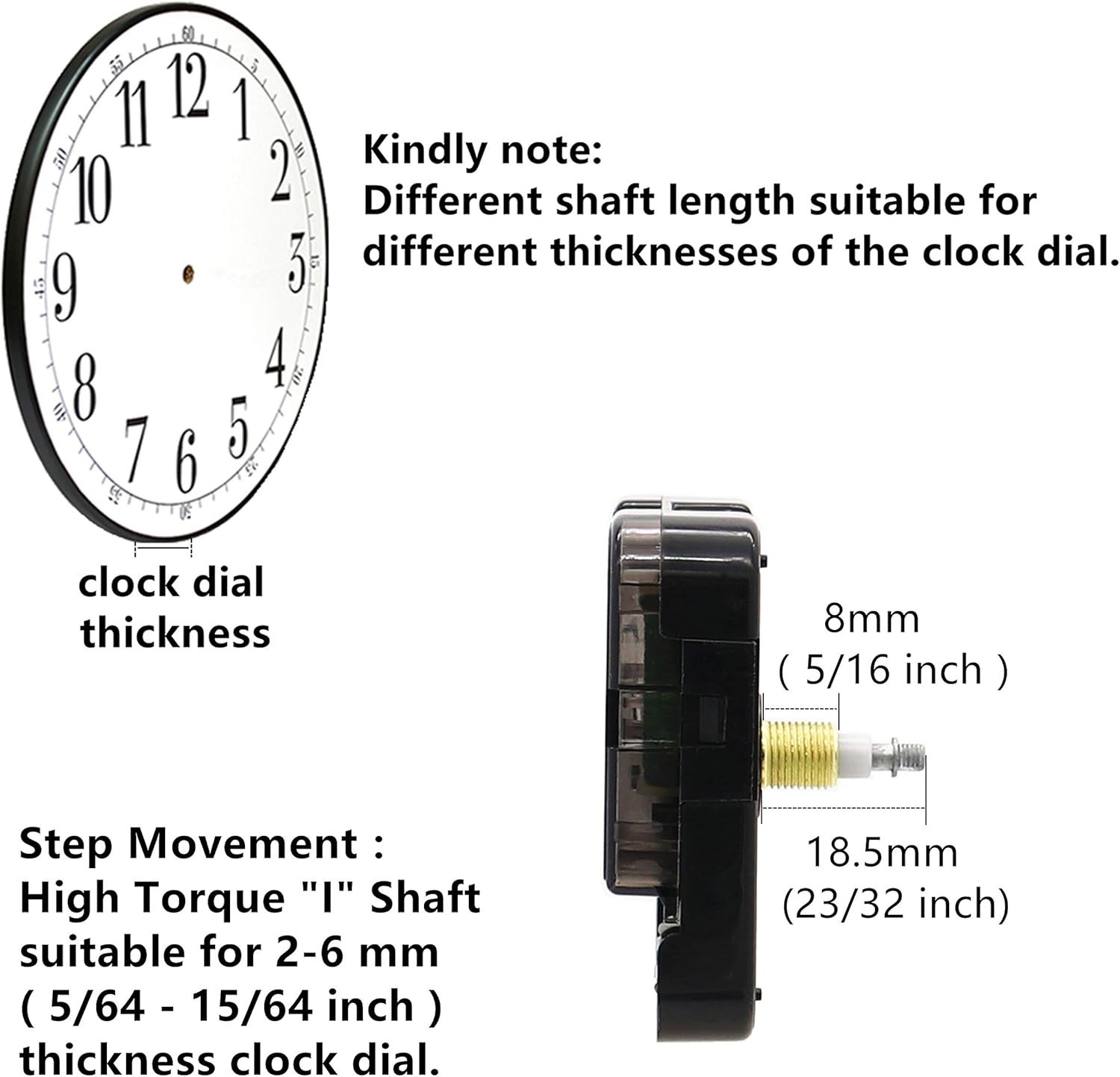 Analog Wall Clock Movement Replacement Parts – Long Spindle Design Included