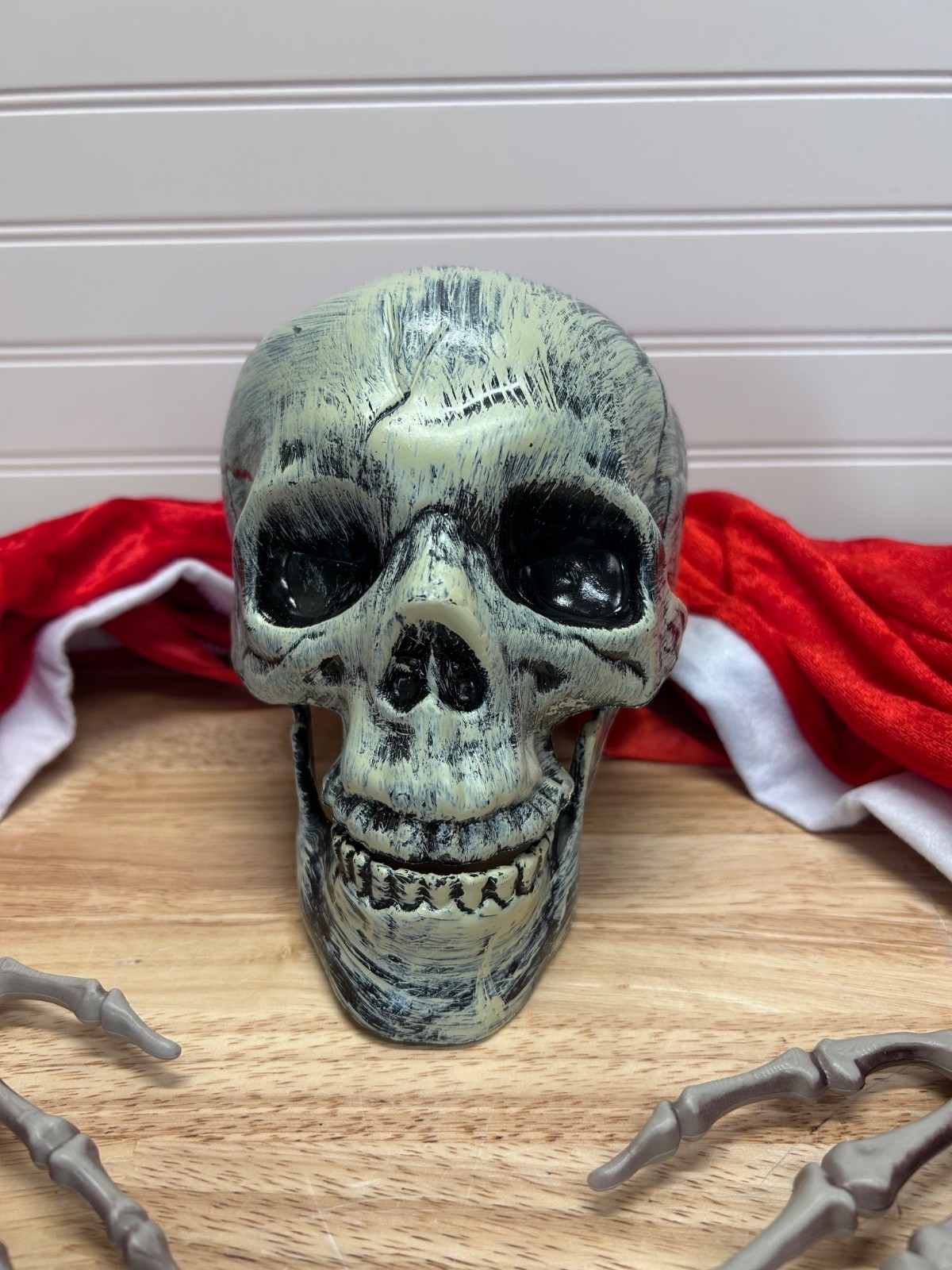 Christmas Tree Topper Gothic Skull Hands Red Cloak