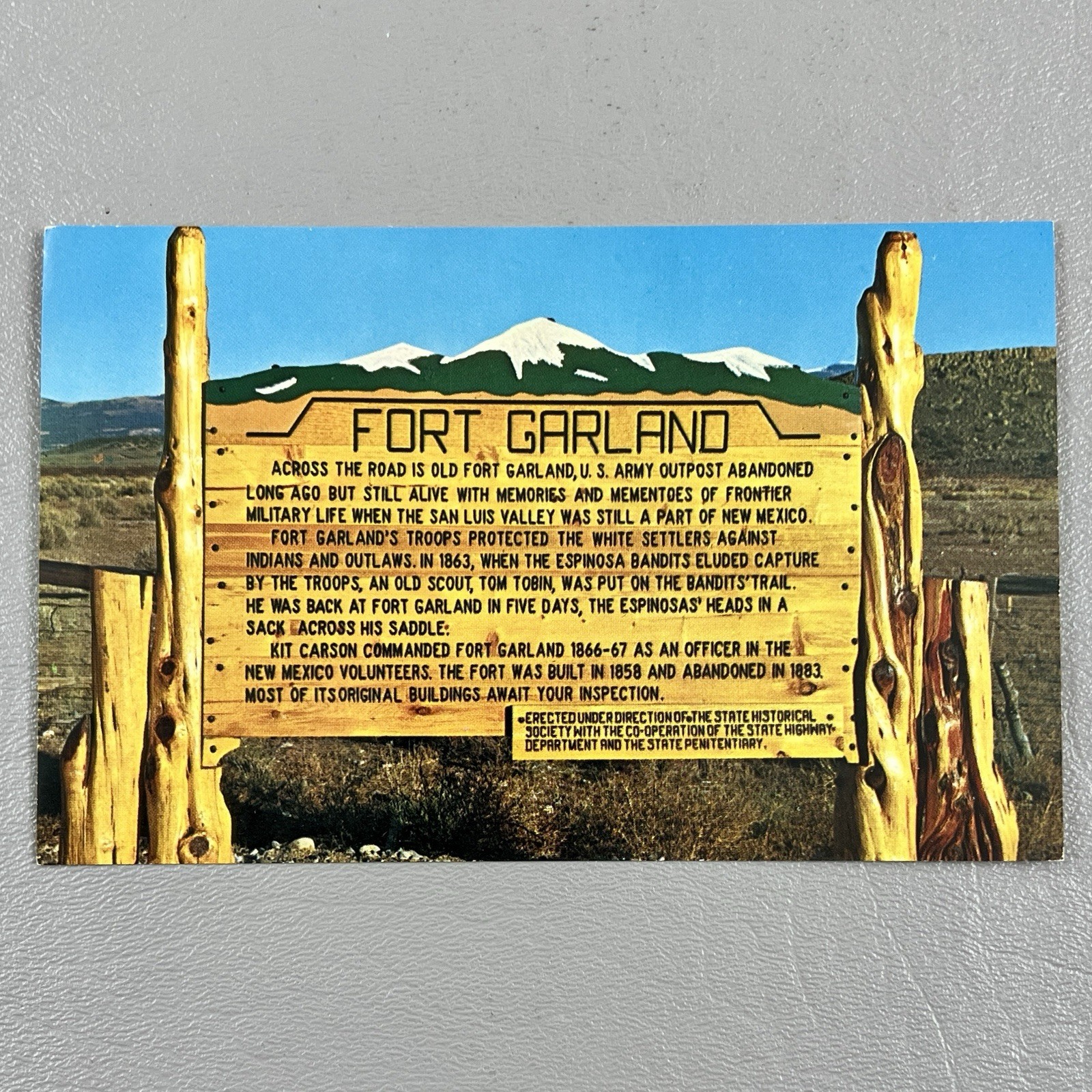 Marker At Fort Garland Museum Colorado Postcard Unposted Moutains