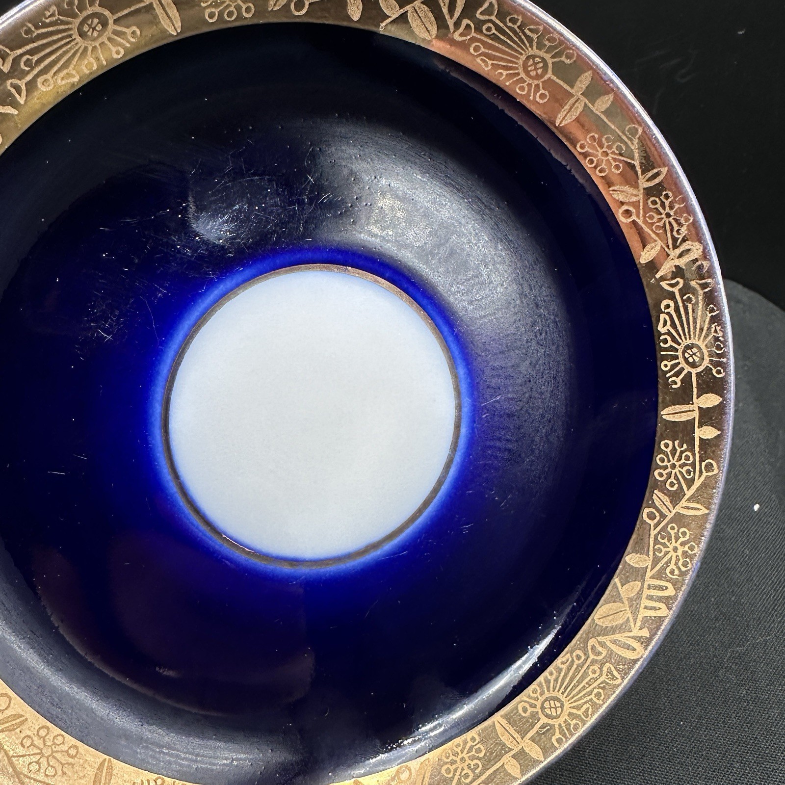 Vtg Lomonosov LFZ Russian USSR Cobalt Blue Gold Gilt Tea Cup Saucer Porcelain