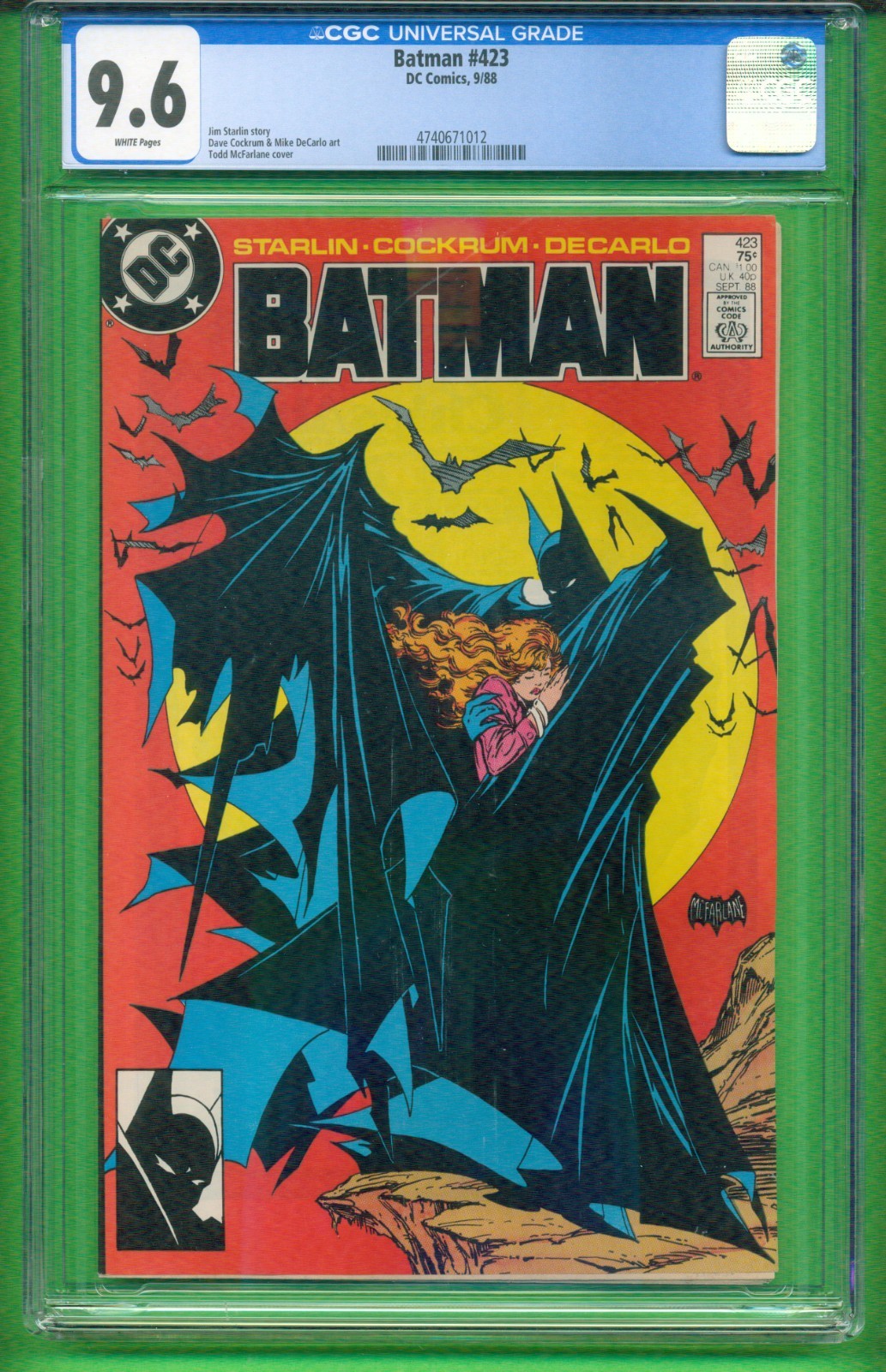 Batman #423 DC Comics 1988 CGC 9.6 White Pages 1st Print Todd McFarlane Cover