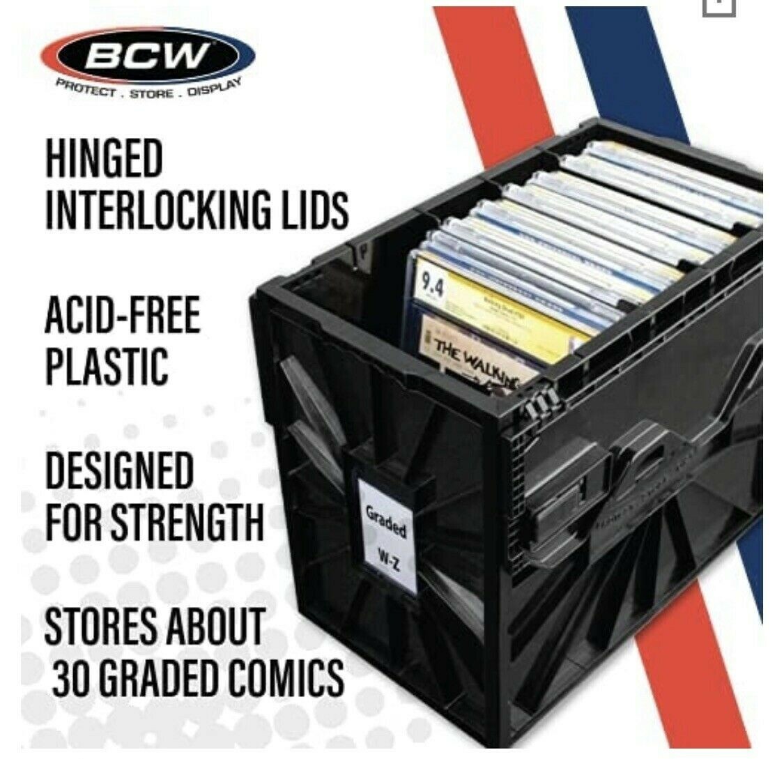 2X BCW Graded Certified Comic Book Storage Plastic Bin Stackable Box Heavy Duty