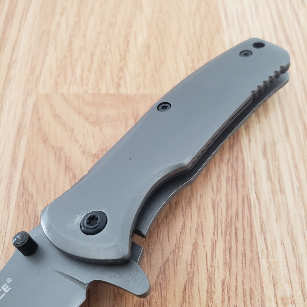 Tac Force Folding Knife 2¾” Gray Titanium Coated 440C Steel Blade Gray Stainless