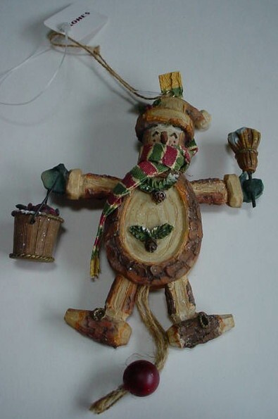 Pull String Christmas Ornament Rustic Wood Slice