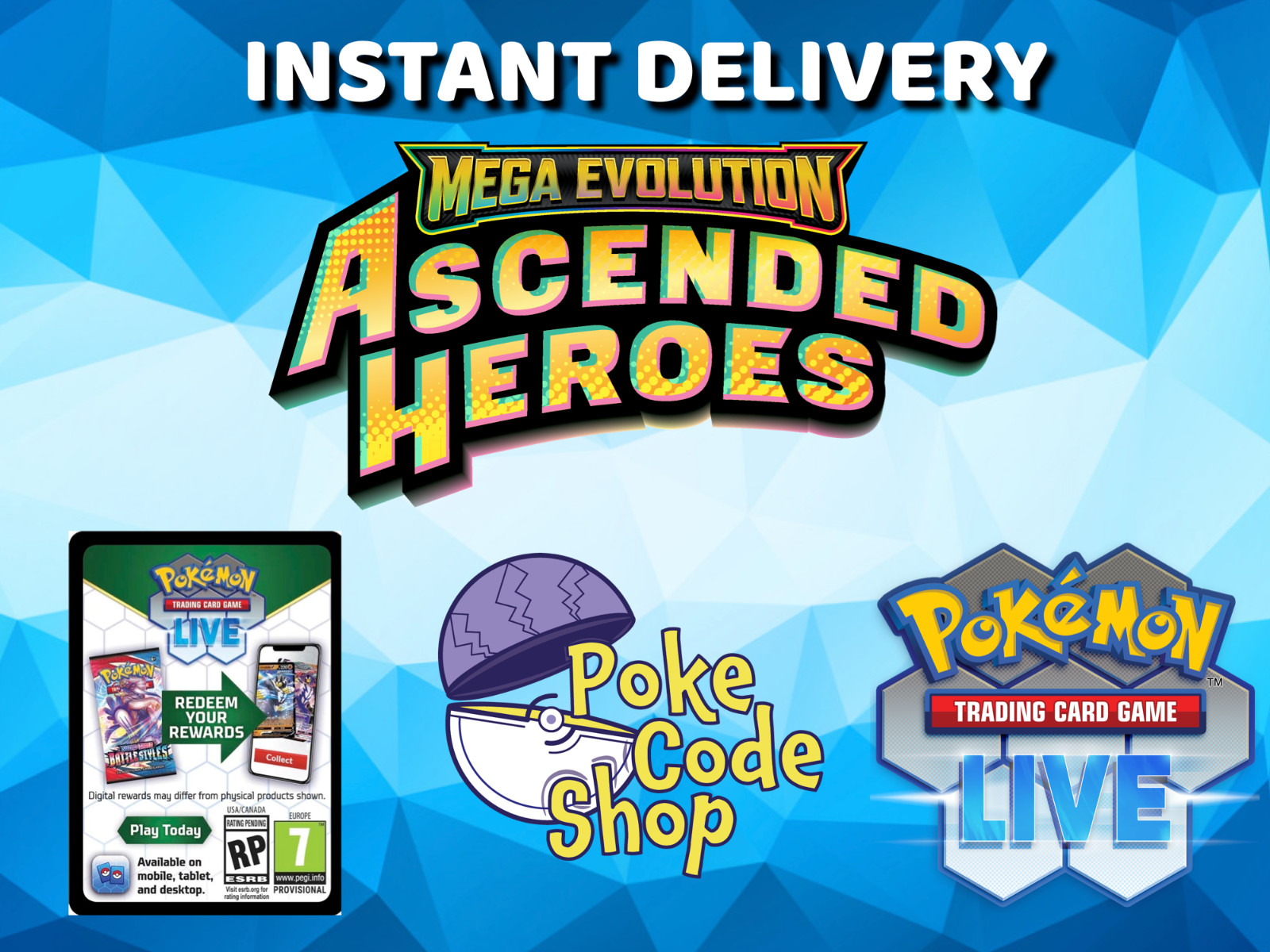 100 x ASCENDED HEROES Live Pokemon Booster Codes Online INSTANT QR EMAIL
