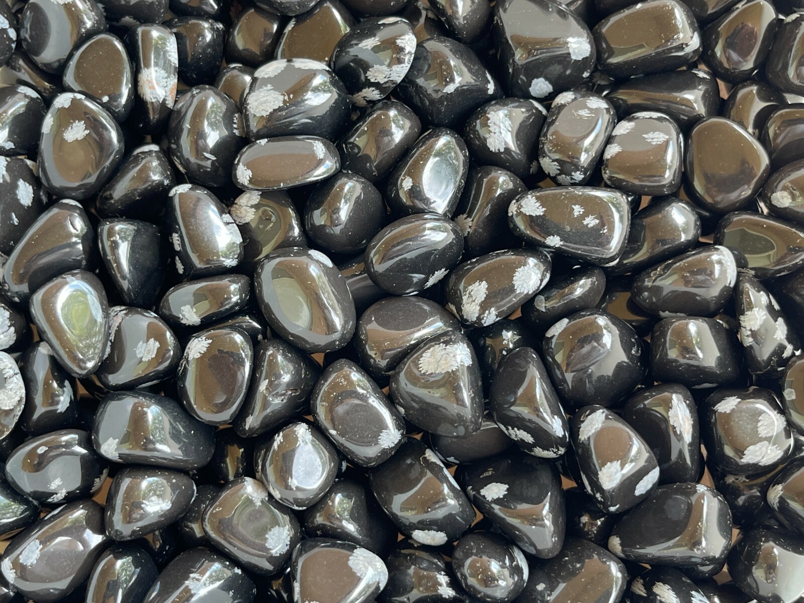 Grade A++ Snowflake Obsidian Tumbled Stones, 0.75″-1″ Polished Stone, Bulk Lot