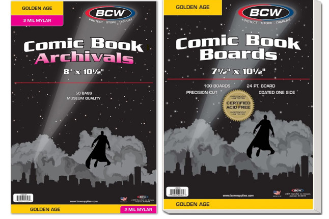25 BCW Golden Age Comic Book Archivals 2 Mil Mylar Bags and Boards