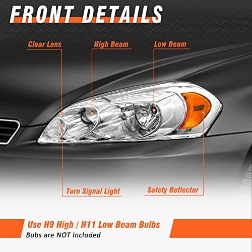 Headlights Assembly for 2006-2013 Chevy Impala | 2014-2016 Chevy Impala Limited