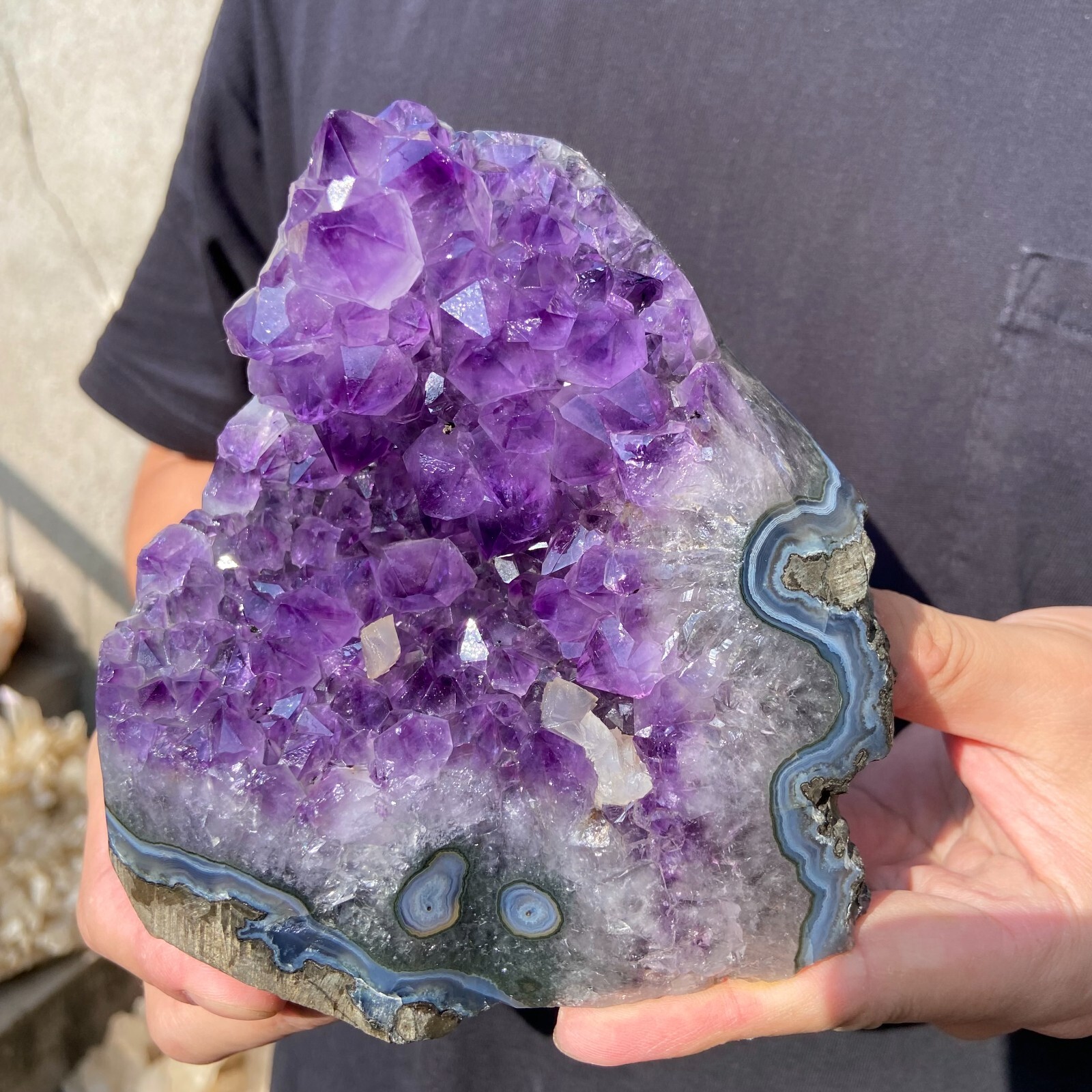 3.1lb Natural Amethyst geode quartz cluster crystal specimen Healing