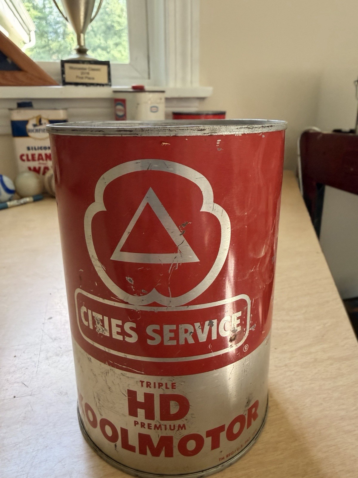 Vintage Aluminum Empty One Quart Citi Service Motor Oil Can