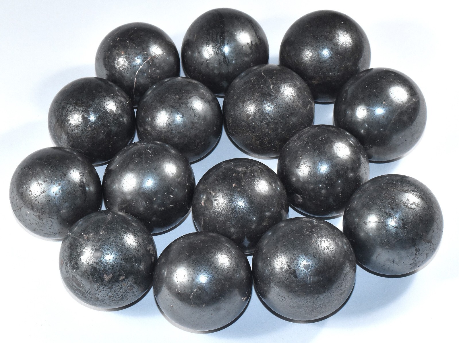 47mm Silverish Hematite w/ Inclusions Sphere Polished Natural Mineral India 1PC