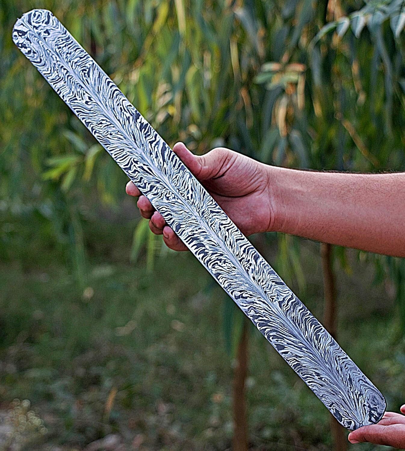 20X2 HAND FORGED DAMASCUS STEEL BILLET / BAR KNIFE MAKING SUPPLY FEATHER PATTERN