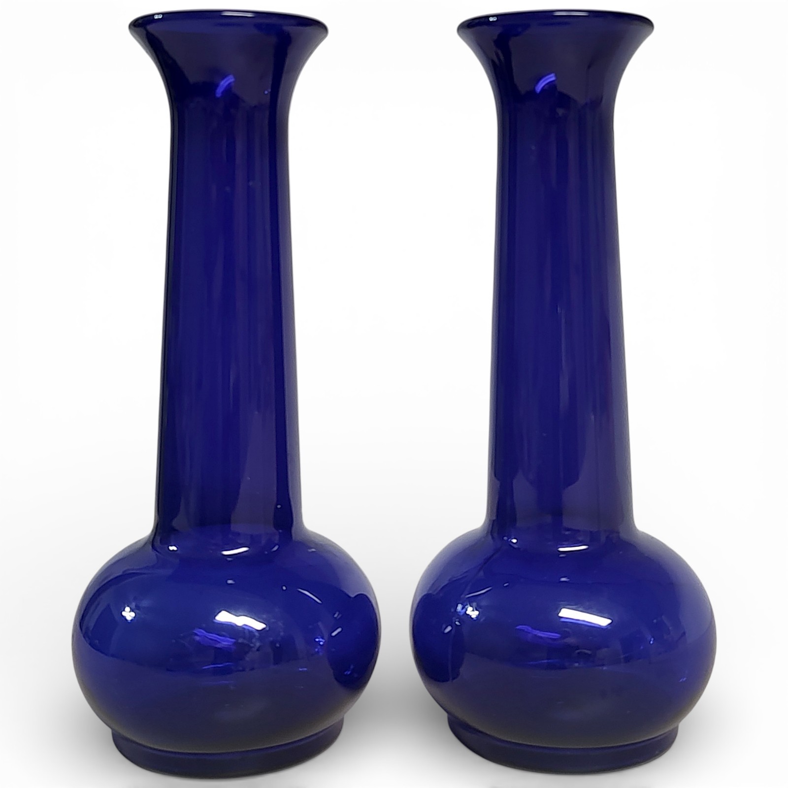 2pc Discontinued Cobalt Blue Plastic Flower Bud Vases 7.5″