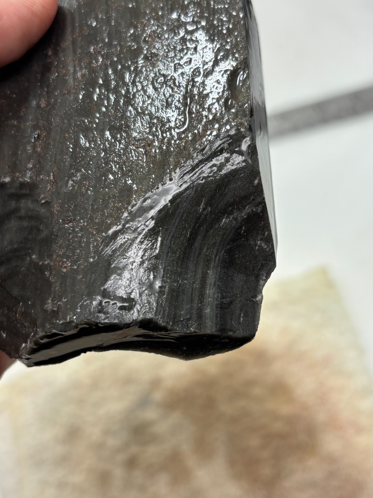 Thick Silver Sheen Obsidian end Slab Lapidary Cabbing Knapping Combo ship avail