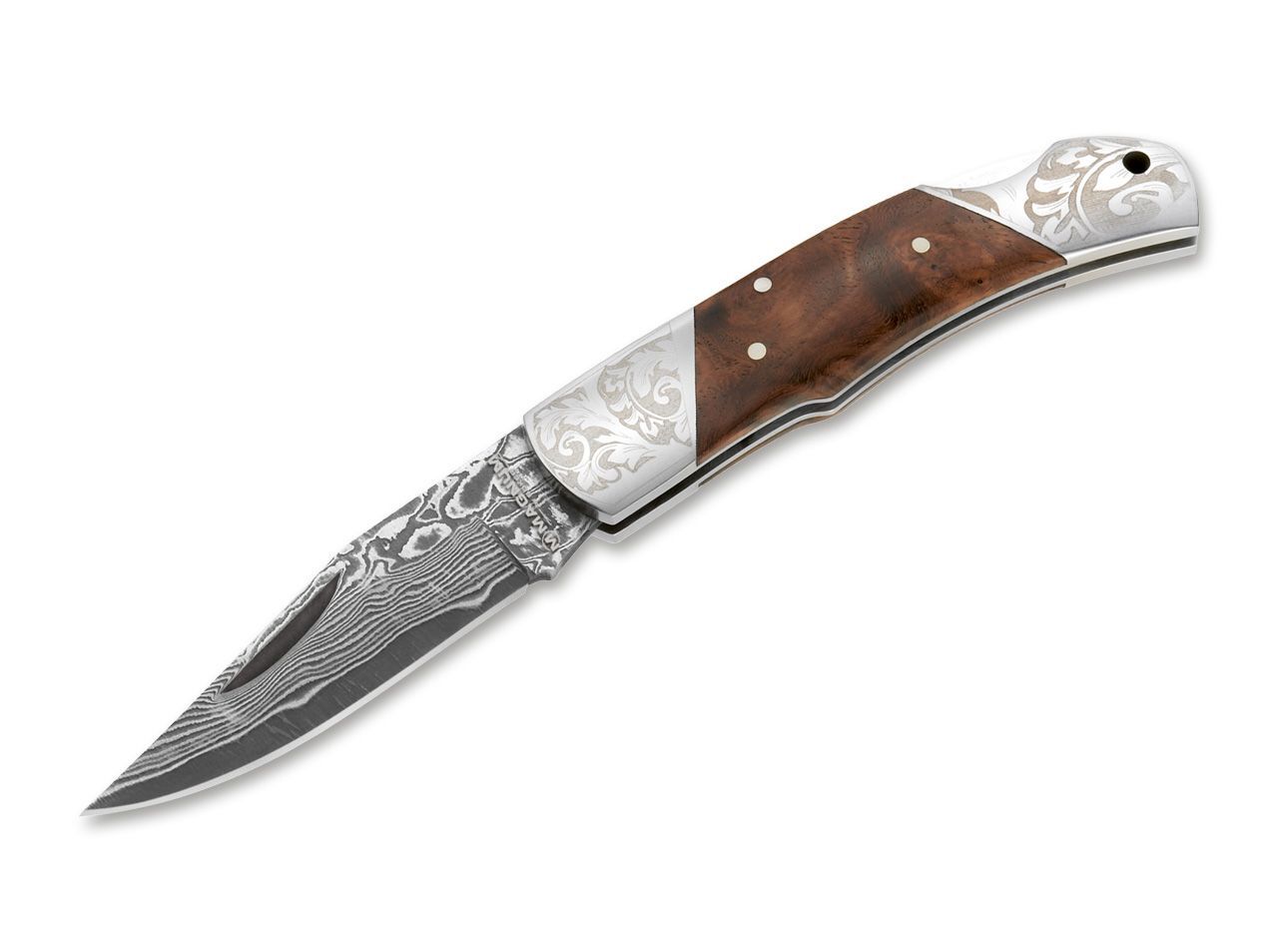 Boker Magnum Damascus Duke Pocket Knife 2.44″ Blade Wood Handle ✔️ 01MB946DAM