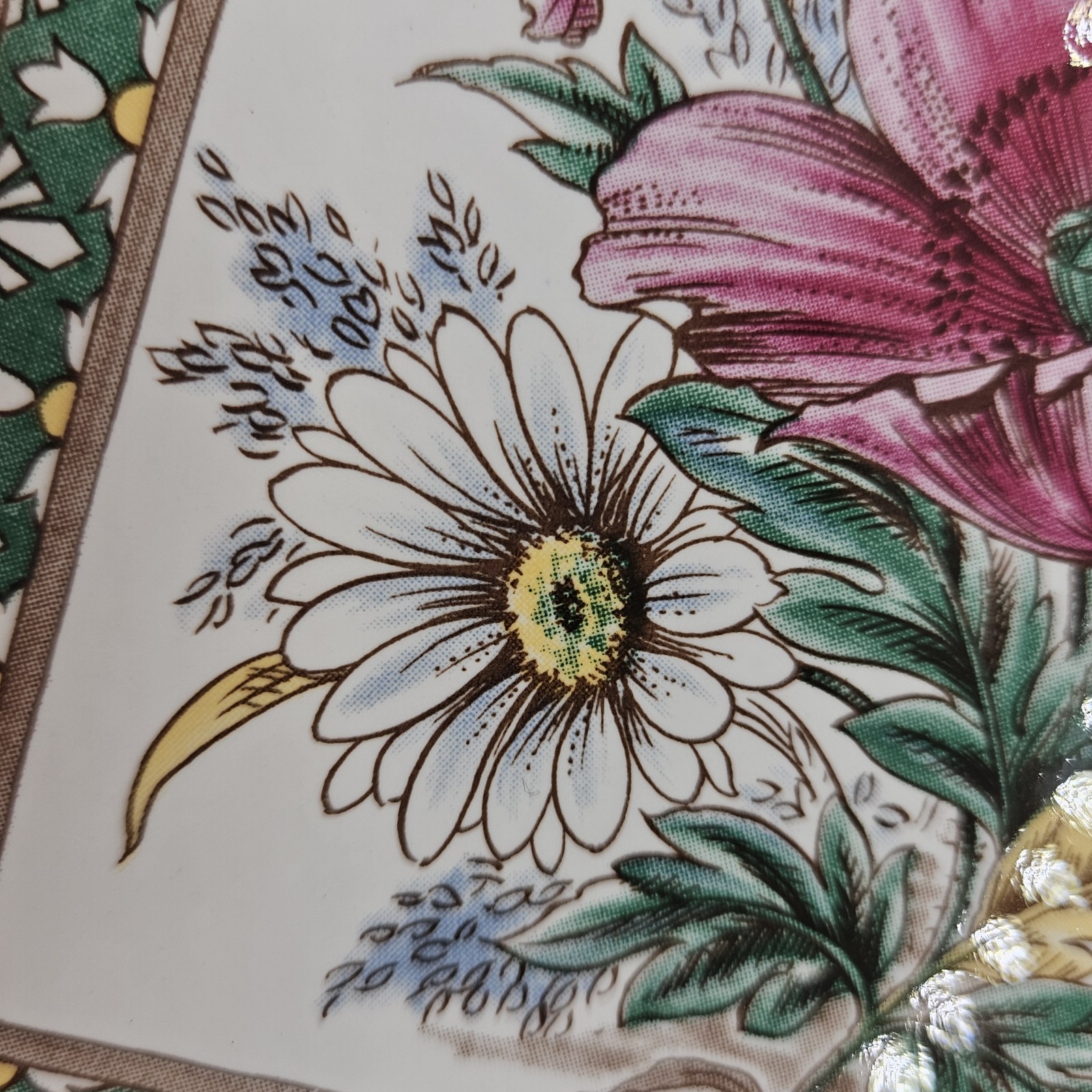 Ceramic Tile/ Trivet With Flowers, Poppies Daisies, Made In Mexico Set Of 2 6″