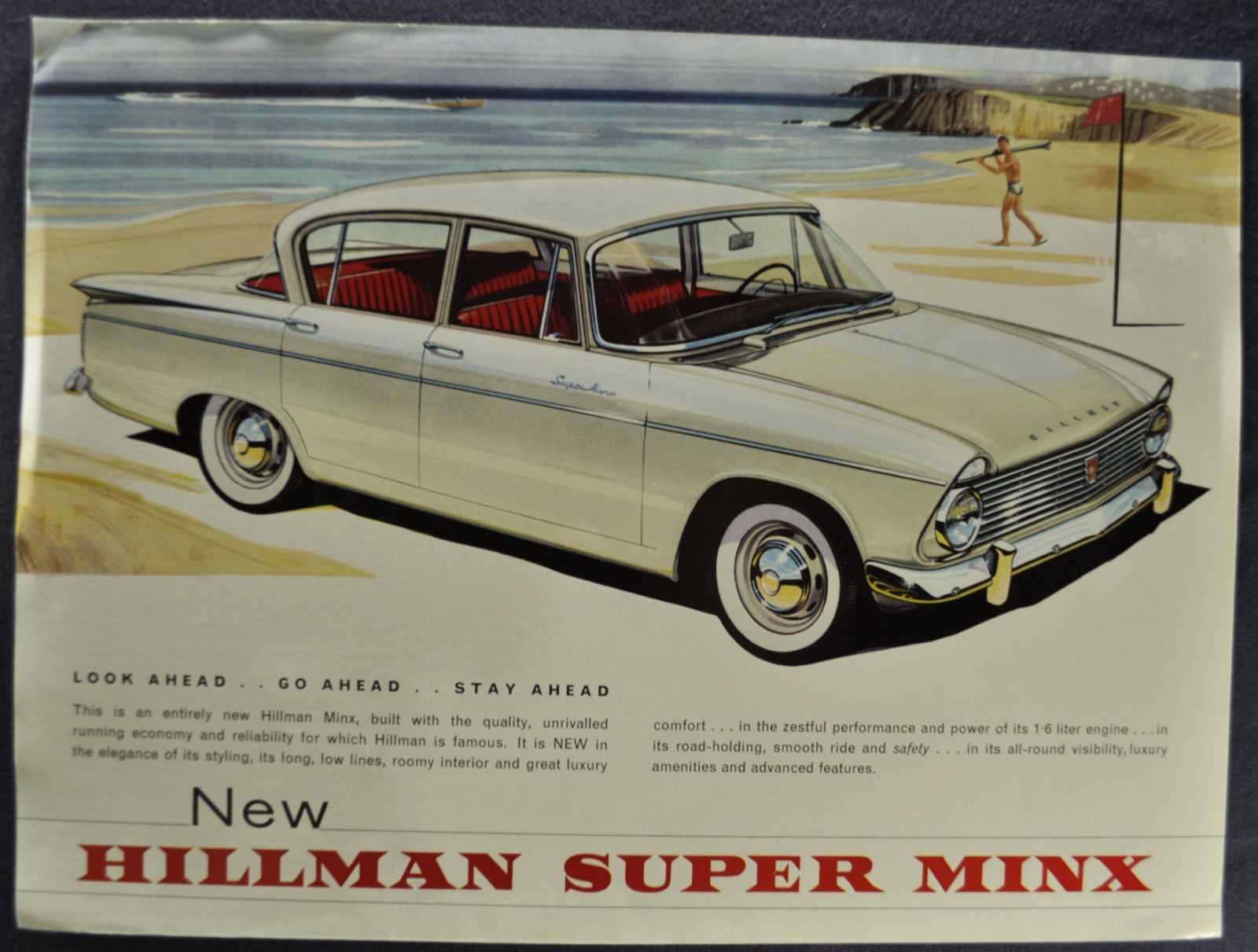 1962 Hillman Super Minx Sales Brochure Sheet Sedan Saloon Nice Original 62